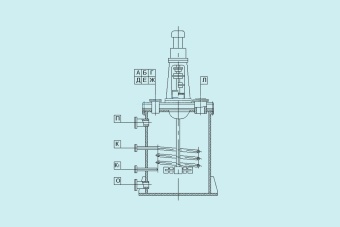 Чертеж Аппарат с плоским днищем и плоской съемной крышкой и мешалкой