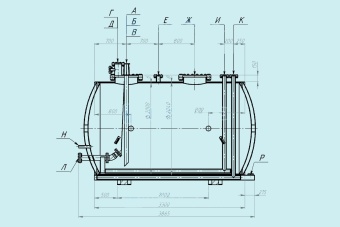 Чертеж Двустенный горизонтальный резервуар РГСД-10 м3